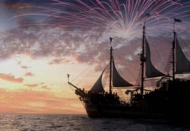 Fuegos artificiales en el mar